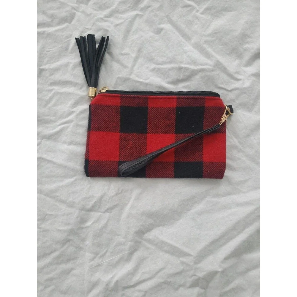 Sephora Make-up Bag & Unknown Brand (Lot Of 2) Purple/Buffalo Plaid/Faux Leather